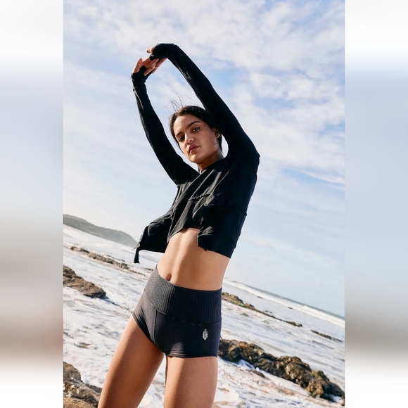 Free People Pants - NWOT FREE PEOPLE Good Karma Running Brief color Washed Black, Size XS/S